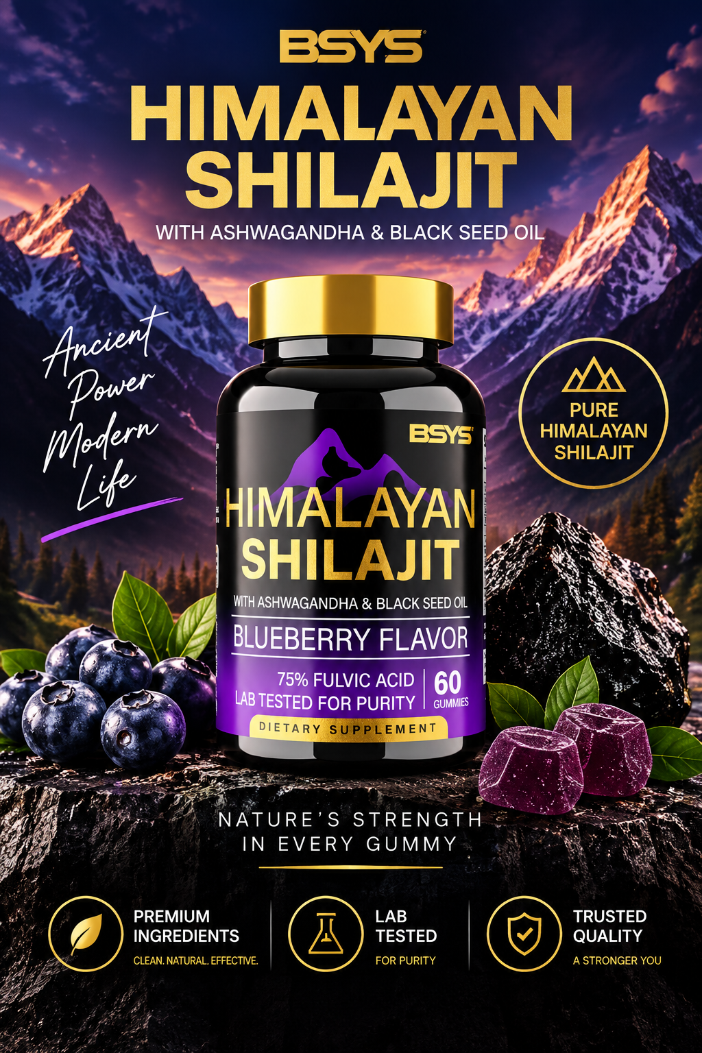 Himalayan Shilajit Gummies with Ashwagandha & Black Seed Oil
