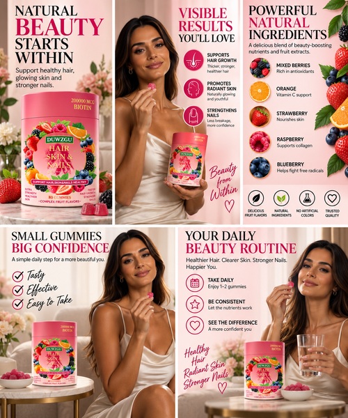 Hair, Skin & Nails Beauty Gummies with Collagen, Biotin & Hyaluronic Acid