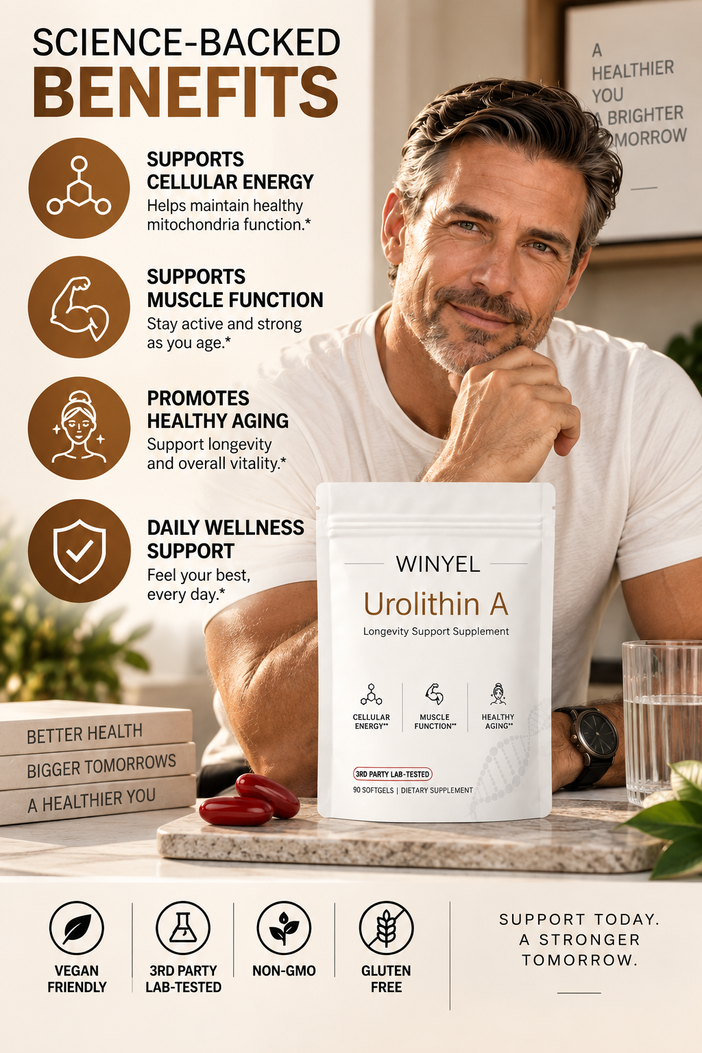 Urolithin A Supplement Softgels 500mg For Cellular Renewal & Healthy Aging