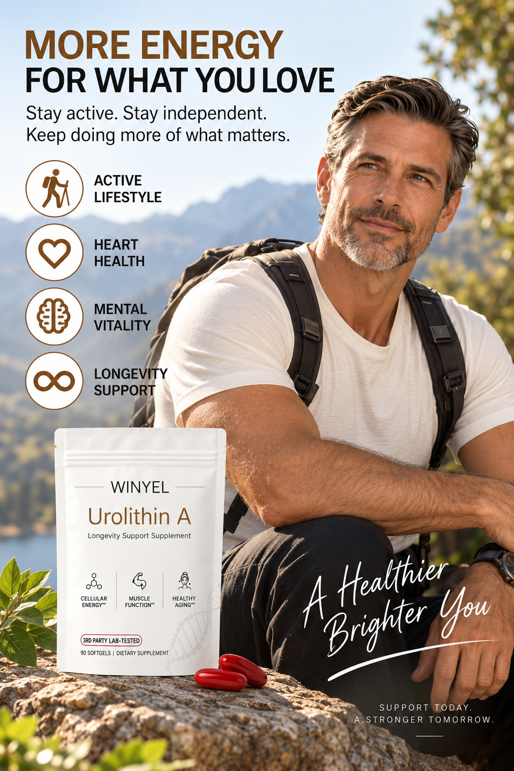 Urolithin A Supplement Softgels 500mg For Cellular Renewal & Healthy Aging
