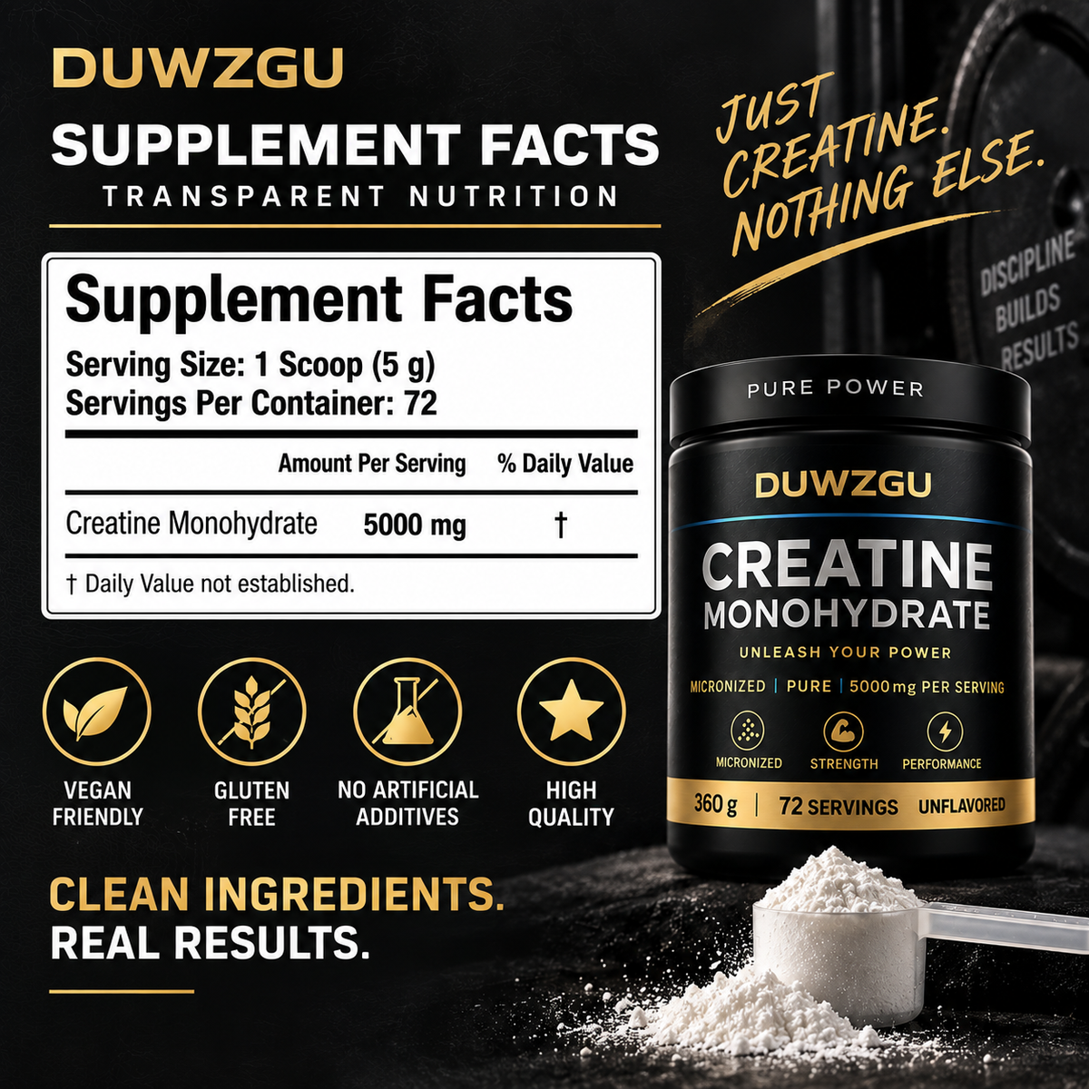 Micronized Creatine Monohydrate Powder — 5,000 mg | 72 Servings