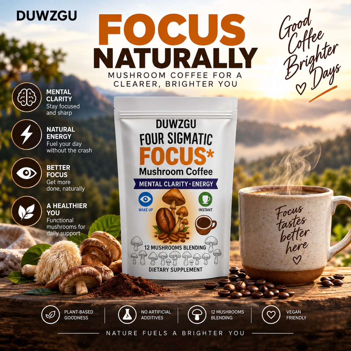 Focus Mushroom Coffee — 12 Mushroom Blend | 180 g
