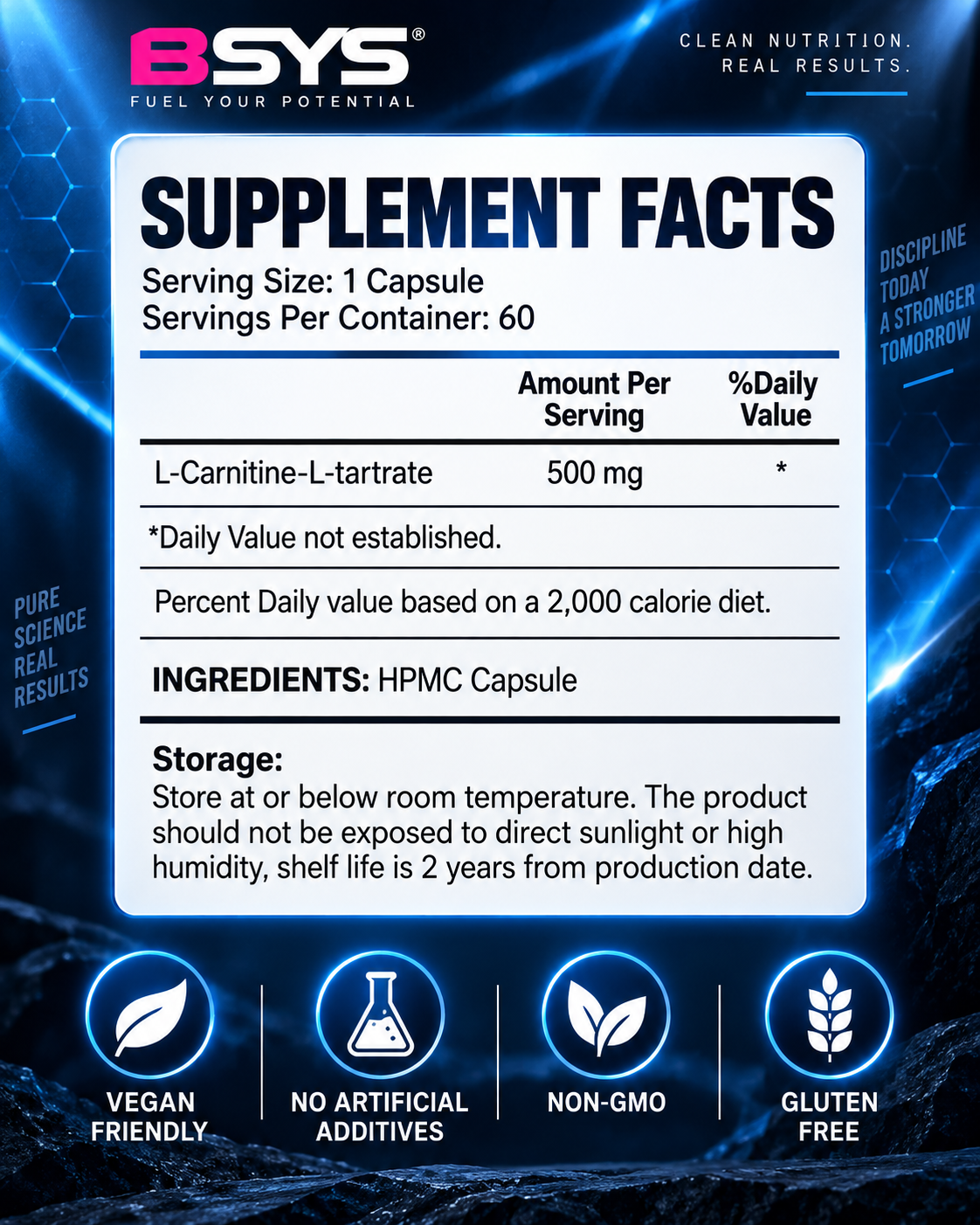 L-Carnitine L-Tartrate 500 mg — 60 Capsules