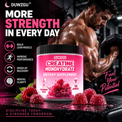 Creatine Monohydrate Gummies — 5,000 mg | Raspberry | 130 Gummies