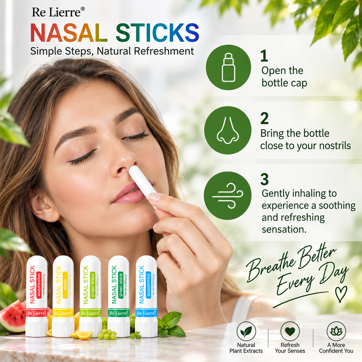 Re Lierre Natural Nasal Sticks – 5 Refreshing Scents