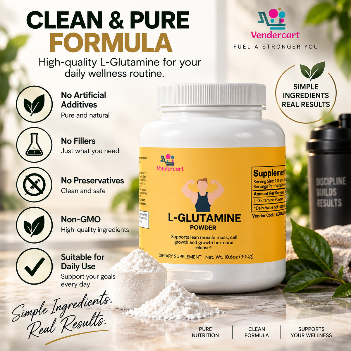 Pure L Glutamine Powder Muscle Recovery Gut Health Support