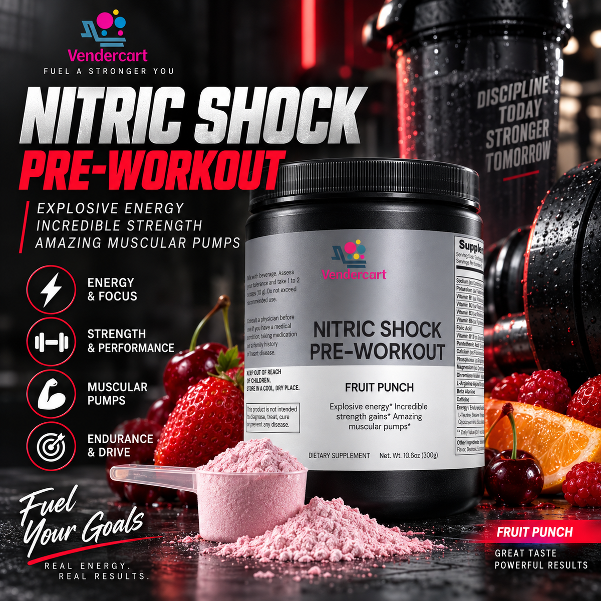 Nitric Shock Pre Workout Strength, Energy, Endurance, And Mental Focus Booster