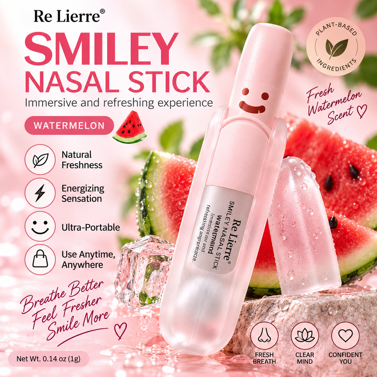 Re Lierre Smiley Nasal Stick – Refreshing Watermelon
