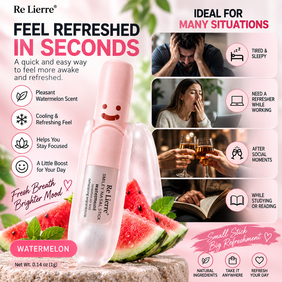 Re Lierre Smiley Nasal Stick – Refreshing Watermelon
