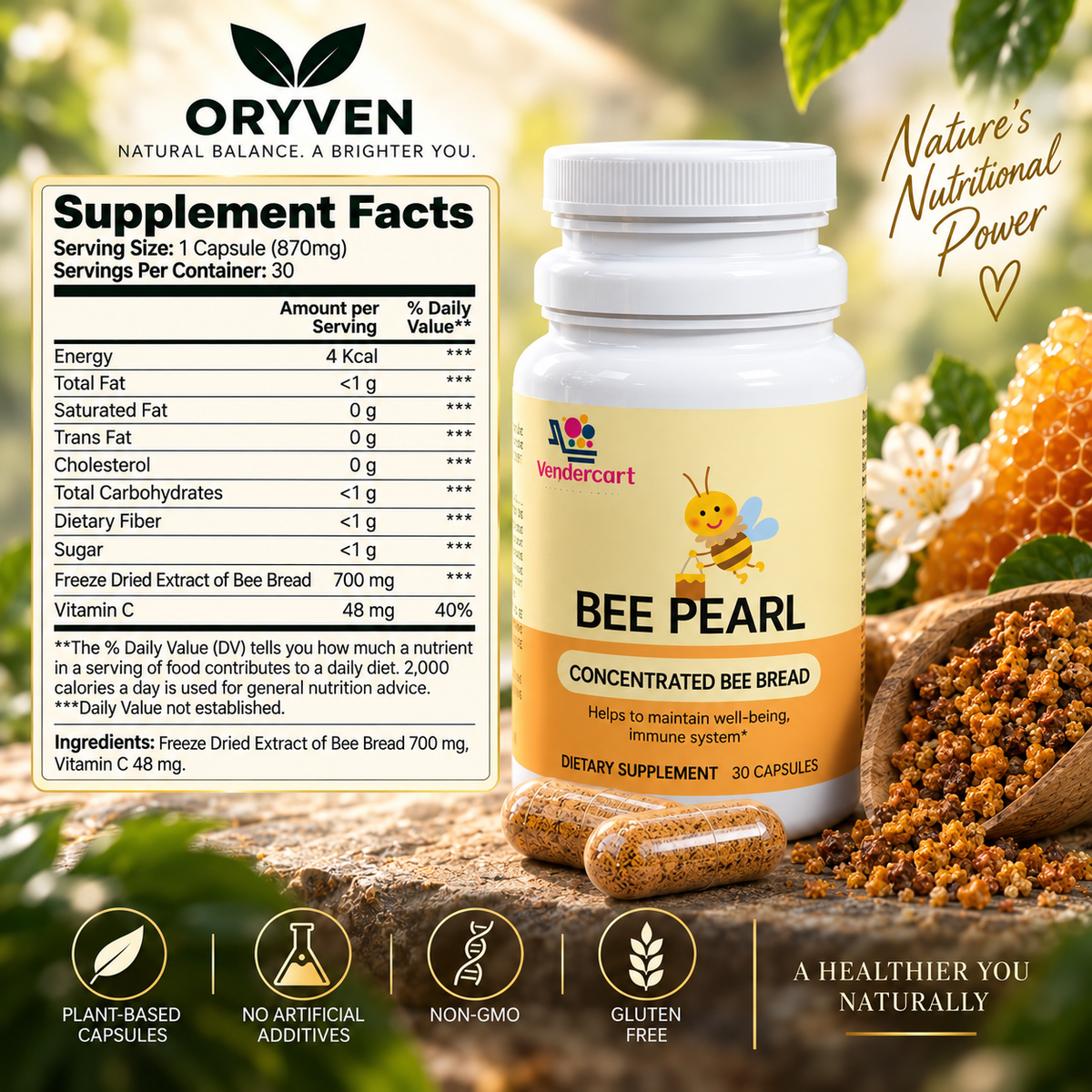 Bee Pearl Capsules Natural Immunity, Energy, And Skin Health Support