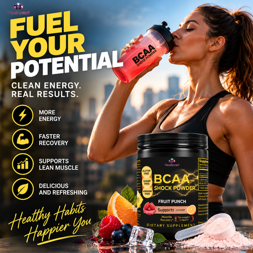 BCAA Shock Powder Fuel Muscle Growth, Enhance Recovery Boost Performance