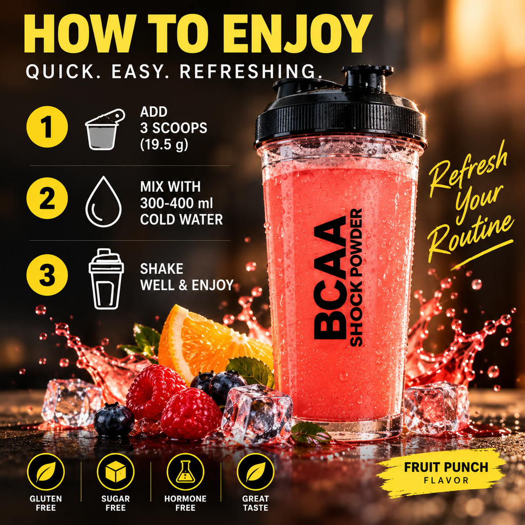 BCAA Shock Powder Fuel Muscle Growth, Enhance Recovery Boost Performance