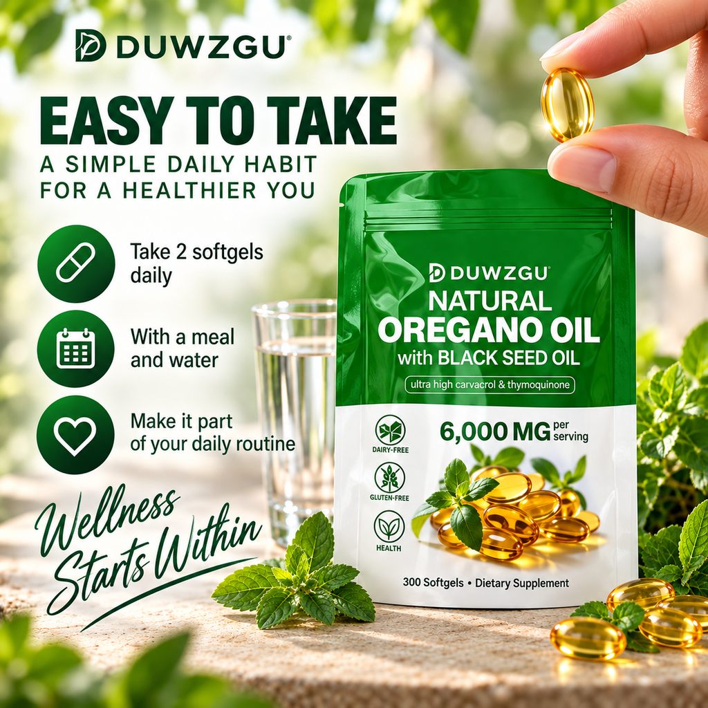 Oregano Oil Softgels With Black Seed Oil - 6000mg, High Carvacrol & Thymoquinone, Natural Immune Support Supplement, Dairy & Gluten Free