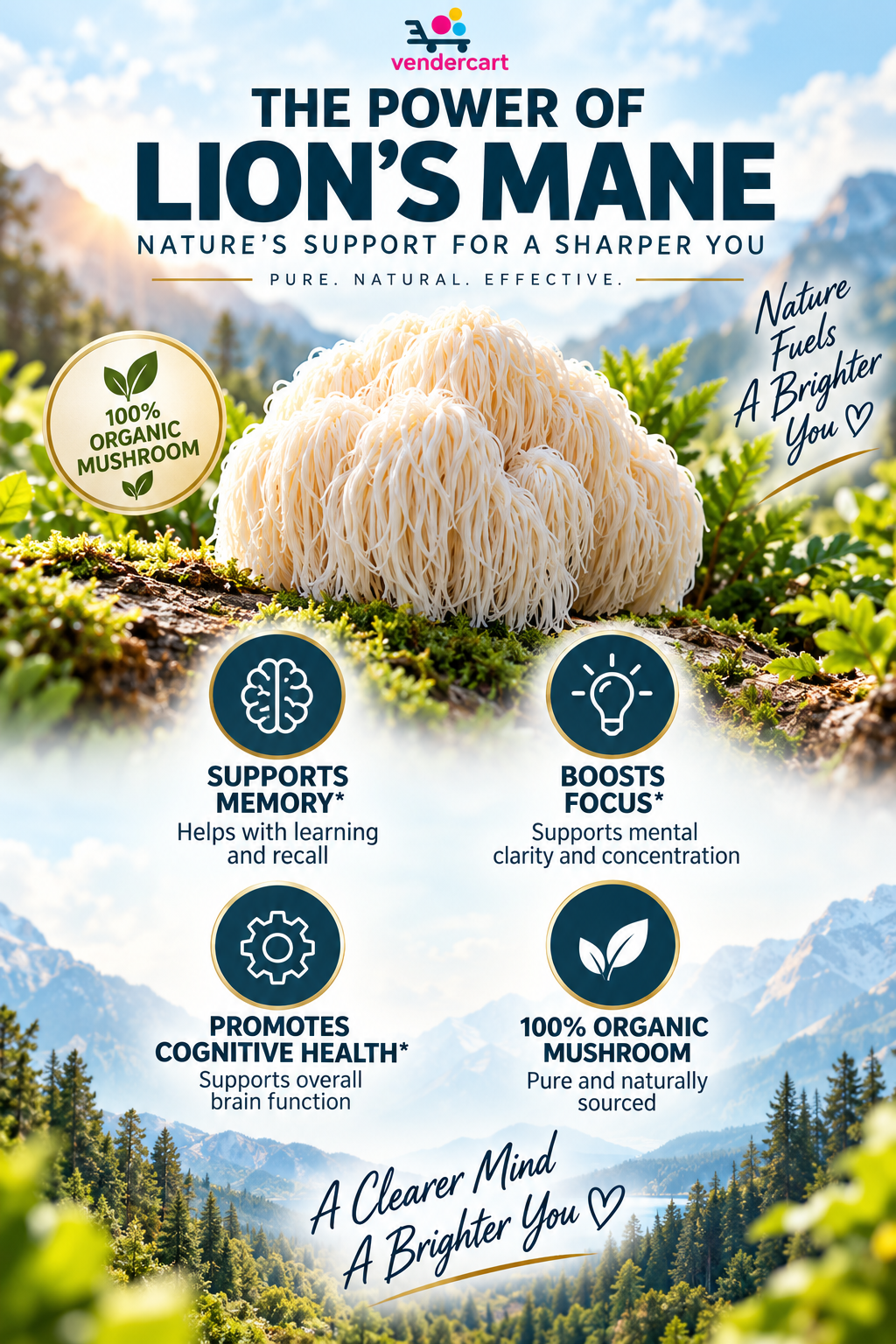 Lions Mane Mushroom Supplement Cognitive Support, Focus, Mood Boost, And Recovery For Athletes