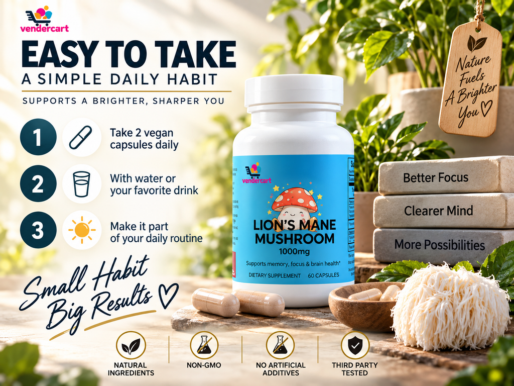 Lions Mane Mushroom Supplement Cognitive Support, Focus, Mood Boost, And Recovery For Athletes