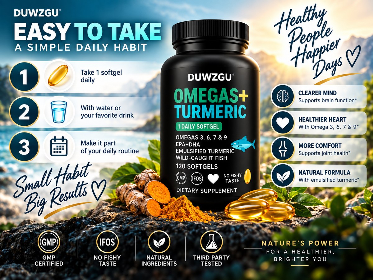 Omega 3-6-7-9 with Turmeric, EPA & DHA – Wild-Caught Fish Softgels