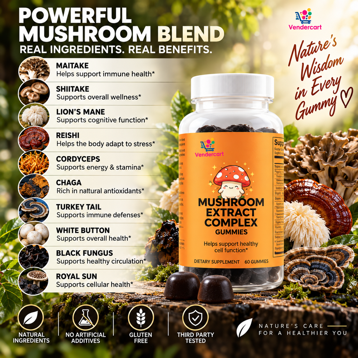 RASPBERRY MUSHROOM GUMMIES EXTRACT, 60 GUMMIES