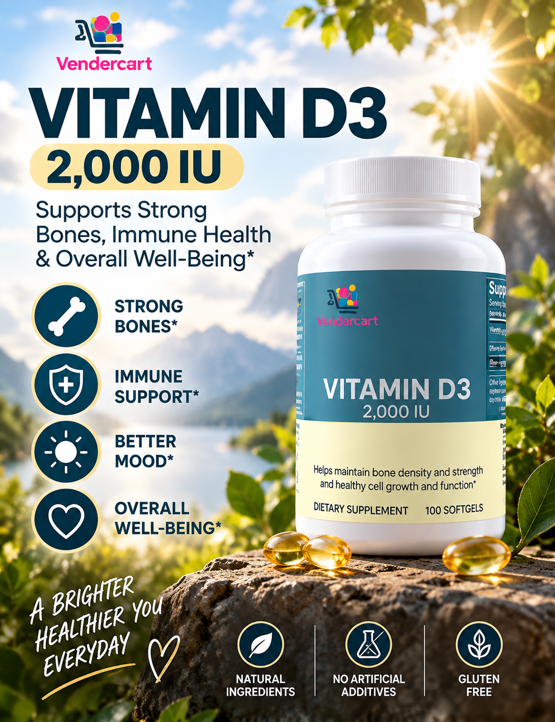 Vitamin D3 2000 IU For Women Bone Strength, Hormonal Balance, And Immune Support