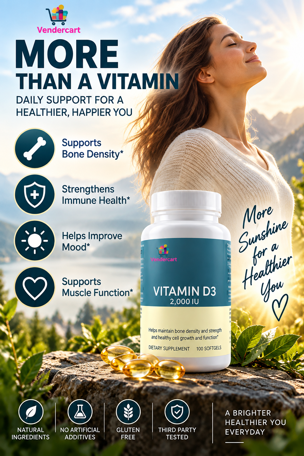 Vitamin D3 2000 IU For Women Bone Strength, Hormonal Balance, And Immune Support