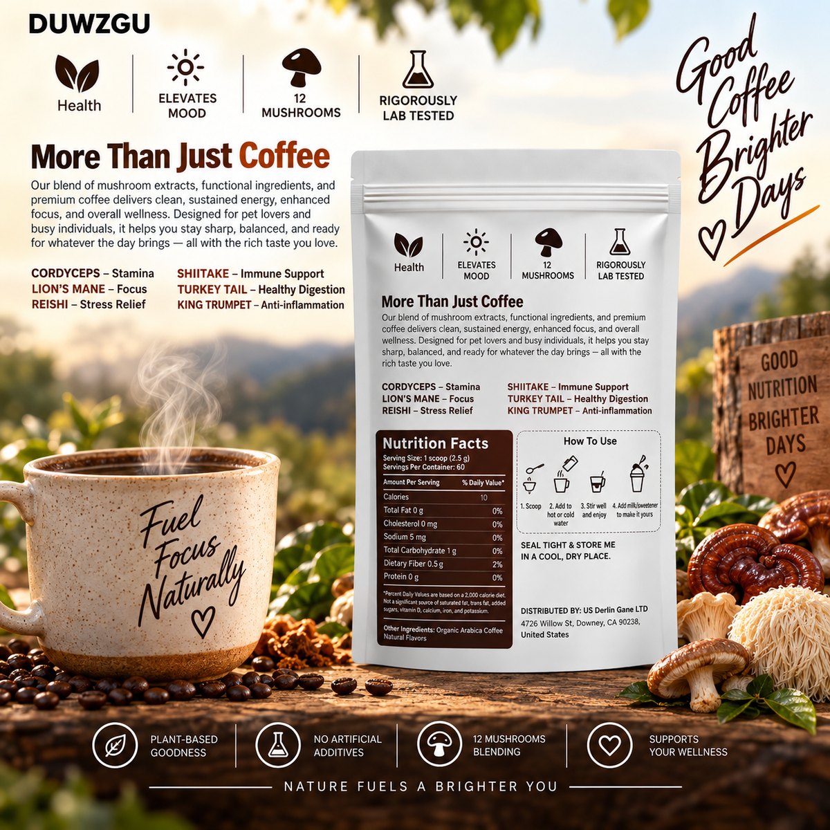Focus Mushroom Coffee — 12 Mushroom Blend | 180 g